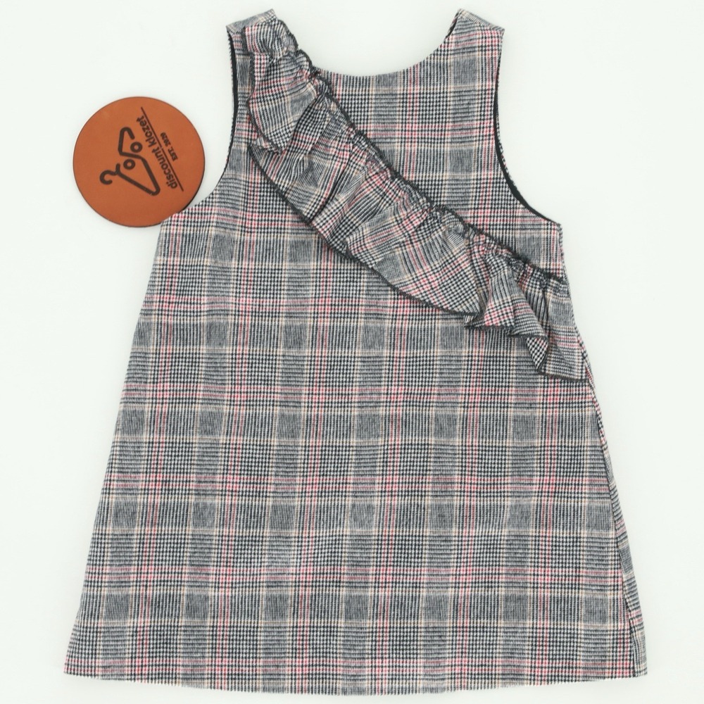 Zara Girl's Checkered Plaid‎ Sleeveless Dress Ruffle Detail Size 2/3 Years